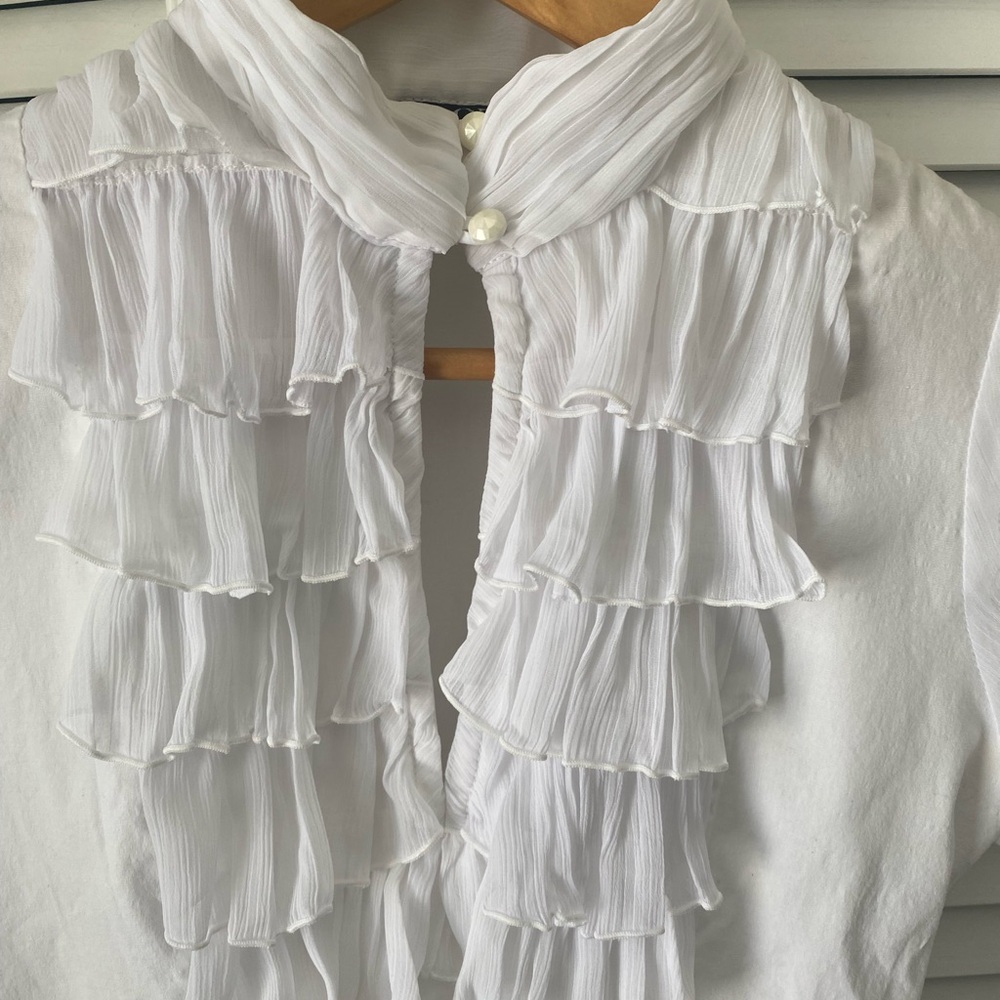White Ruffled Short-Sleeve Blouse - Picture 3 of 6
